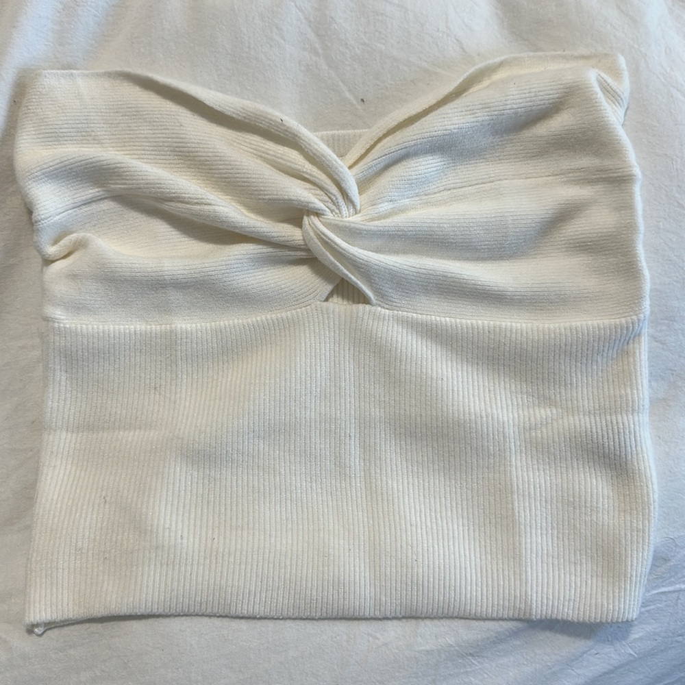 Strapless Crop Top Knit Boho Top, White Knit Corset, Coastal Cowgirl Tube Top